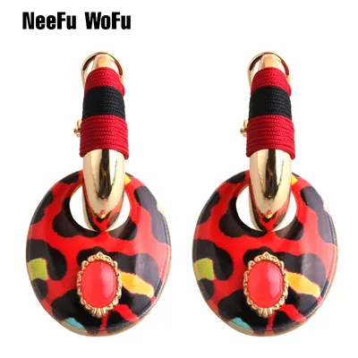 NeeFu WoFu-Boucles d'oreilles pendantes en alliage bohème ovales tigre breloques ethniques à la