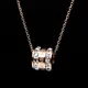 Beaux chiffres romains deux tours Zircon pendentif collier pour les femmes titane acier Rose or