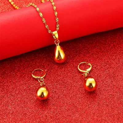 Collier pendentif goutte d'eau ronde pour femme boucles d'oreilles bijoux cadeaux de mariage