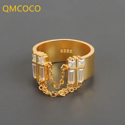 QMCOCO – anneaux en Zircon pour femme chaîne Simple Design de Style coréen mode ouvert