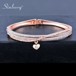 SINLEERY-Bracelet Pendentif Petit Coeur pour Femme Bracelets de Mariage Bijoux 3 Couches Clip