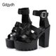 Gdgydh-Chaussures d'été pour femmes blanches ouvert Parker bouton ceinture optique talons