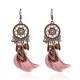 Boucles d'oreilles pendantes ethniques Boho pour femmes longues plumes pompon vintage théâtre