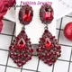 Veyofun – boucles d'oreilles classiques en strass rouge pendants d'oreilles de luxe en cristal