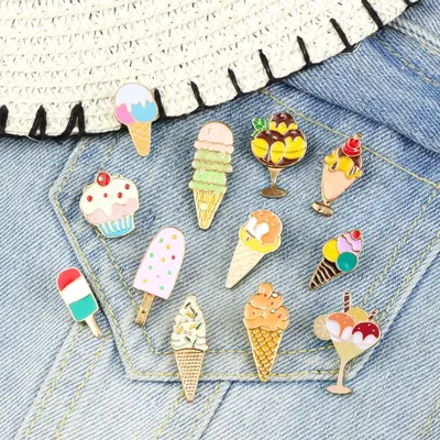 Épingles à crème glacée mignonnes pour femmes 10 styles broches de dessin animé couleur bonbon