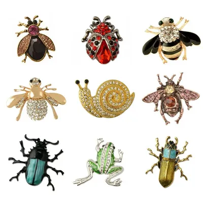 MZC 9 Styles broches insecte abeille grenouille Broche femme Hijab épingle escargots coccinelle