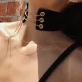 Collier ras du cou gothique en cuir velours pour femmes Sexy enroulé à lacets ras du cou pour