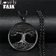 Collier en acier inoxydable arbre de vie pour homme long document noir colliers de la présidence