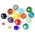 Perles Rondes à 32 Facettes en Verre de Clip Couleur Unie 3mm 4mm 6mm 8mm pour Travaux Manuels