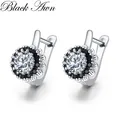 Black Awn-Boucles d'oreilles créoles rondes en argent pour femmes bijoux de fiançailles bijoux à