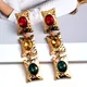 Boucles d'oreilles longues en métal doré cristaux colorés accessoires de bijoux pour femmes vente
