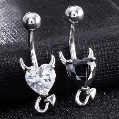 Piercing pour le nombril boutons anneaux à paillettes décor en forme de cœur bijoux nombril @