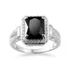 Breloque femme bague en pierre de Zircon carré noir argent Sterling 925 promesse bagues de mariage