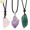 CSJA pendentif irrégulier en pierre de guérison naturelle Quartz Rose Fluorite cristaux de Rose