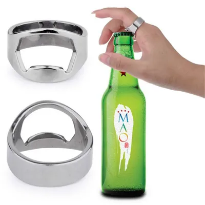 Ouvre-bouteille de bière portable en acier inoxydable gadgets de cuisine anneau coloré fête