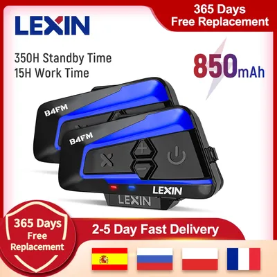 Lexin-oreillette Bluetooth pour Moto appareil de communication pour casque Intercom pour 4