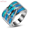 Weinuo – bague de mariage en opale de feu bleue en argent Sterling 925 bijoux fantaisie de qualité