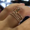 FDLK-Bague multicouche en cristal de morganite pour femmes bague de mariage brillante bague