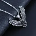 Collier pendentif aigle volant animal en métal pour homme bijoux de motard rock punk classique