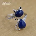 Group bague en argent regardé 925 avec pierre naturelle Lapis Lazuli pour femme jolis anneaux de