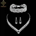 TREAZY – ensembles de bijoux de mariée en cristal de couleur argent pour femmes collier boucles