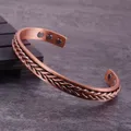 Bracelets en cuivre pur torsadé pour hommes bracelets magnétiques tressés manchette réglable