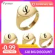 Bague d'alphabet ronde en acier inoxydable brillant femmes hommes unisexe couleur or A-Z 26 lettre