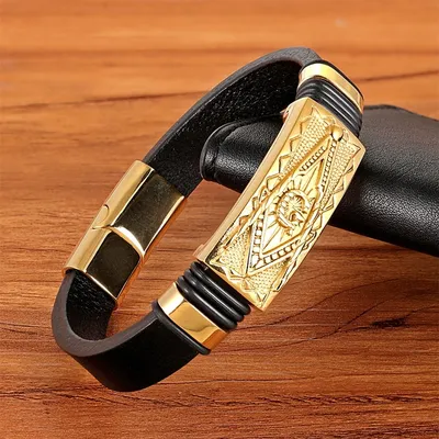 XQNI – Bracelet en cuir véritable de couleur à crochet facile Totem/géométrique/motif de Scorpion