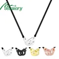 Moonmory-Collier avec pendentif menottes en argent regardé 925 pur pour femme 20 couleurs qualité