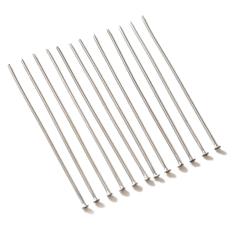 Épingles de sauna à tête plate en acier inoxydable, accessoires de bricolage, fournitures de bijoux exécutives, pas de décoloration, 20mm, 30mm, 35mm, 40mm, 50mm, 100 pièces par lot