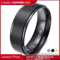 Tigrade 4/6/8/10mm Bague en titane noir pour homme Bague de mariage brossée pour Femme bagues de