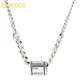 QMCOCO-Collier pendentif lettre cylindrique en argent vintage pour femme breloque géométrique