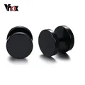 Vnox – boucles d'oreilles noires en acier inoxydable pour hommes et femmes bouchons d'oreilles
