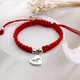 Bracelet porte-bonheur en corde rouge pour femmes chaîne tissée à la main pendentif coeur maman