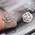 Boucles d'oreilles torsadées en argent 925 pour femmes bijoux en cristal fleur rose nouvelle