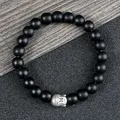 Bracelet de Perles Noires en Lave Volcanique Naturelle pour Homme et Femme Bijou de Guérison Tête