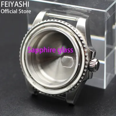 Boîtier de montre en acier inoxydable pour homme saphir pièces en verre cristal mouvement NH35