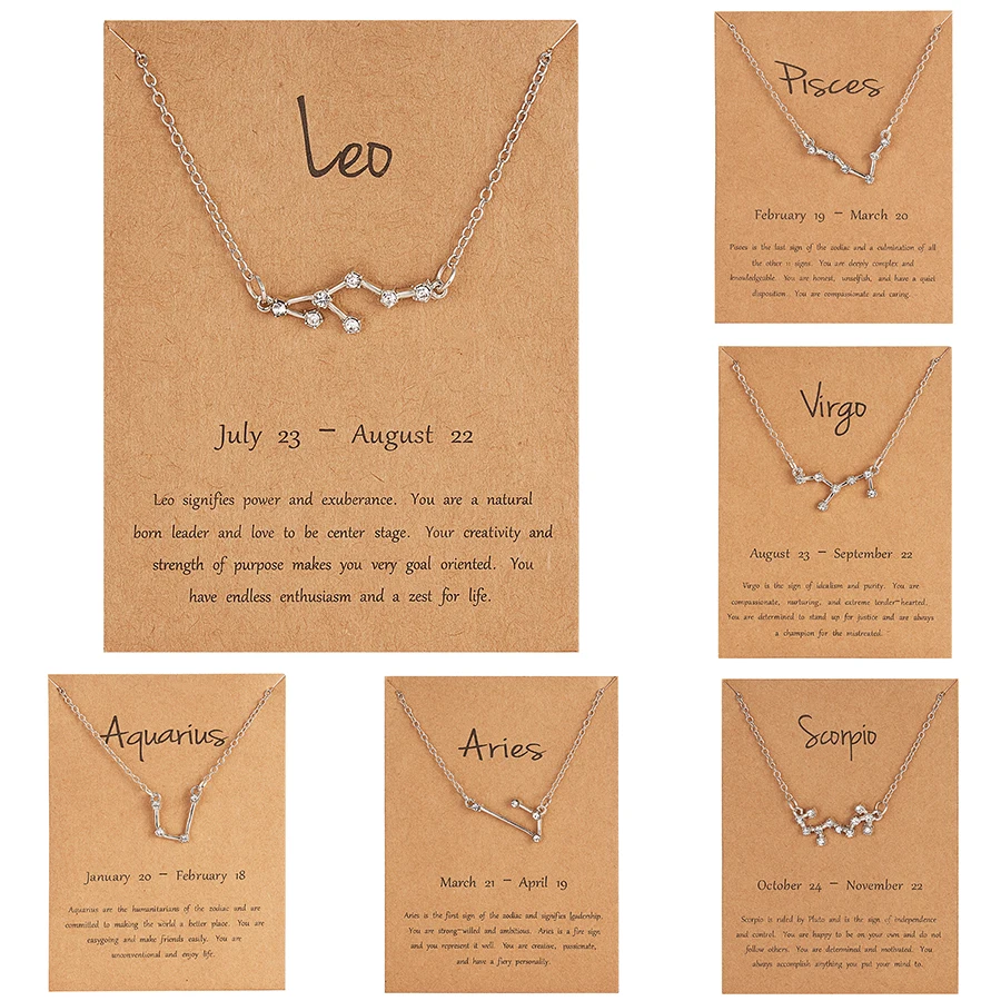 12 Horoscope signe du zodiaque pendentif collier bélier lion 12 Constellations bijoux cadeau lion verseau scorpion capricorne cadeau de noël