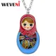 WEVENI-Collier Matposhka en alliage d'émail pour femmes et filles collier pendentif beurre russe