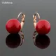 Boucles d'oreilles en perles rondes simples 585 couleur or Rose boucles d'oreilles en cuivre pour