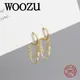 WOOZU-Boucles d'oreilles créoles en argent regardé 925 véritable pour femmes bijoux bohèmes bijoux