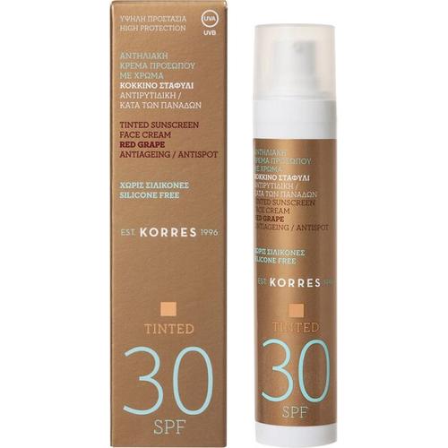 Korres Red Grape SPF 30 Anti-Ageing/ Anti-Spot getönte Sonnencreme für das Gesicht 50 ml
