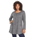 Plus Size Women's Long-Sleeve Two-Pocket Soft Knit Tunic by Roaman's in Medium Heather Grey (Size L) Shirt