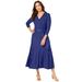 Plus Size Women's Wrap Sweater Dress by Jessica London in Ultra Blue (Size 14/16) Midi Length Made in USA