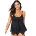 Plus Size Women's Handkerchief Crochet Tankini Top by Swimsuits For All in Black (Size 12)