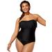 Plus Size Women's Fringe Bandeau One Piece Swimsuit by Swimsuits For All in Black (Size 32)