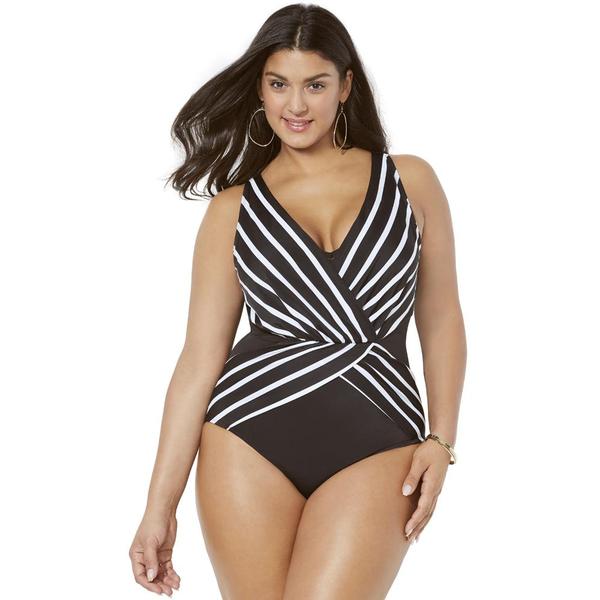 plus-size-womens-surplice-one-piece-swimsuit-by-swimsuits-for-all-in-black-white-stripe--size-12-/