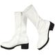 Allegra K Women's Round Toe Chunky Heels Patent Leather Mid Calf Boots White 4 UK/Label Size 6 US