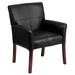 LeatherSoft Executive Side Reception Chair with Mahogany Legs