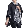 RainCaper Womens Rain Cape Poncho Coat Jacket with Hood Reversible Gorgeous Ultrasoft (Choose your Color), Black / White Animal Print, One Size